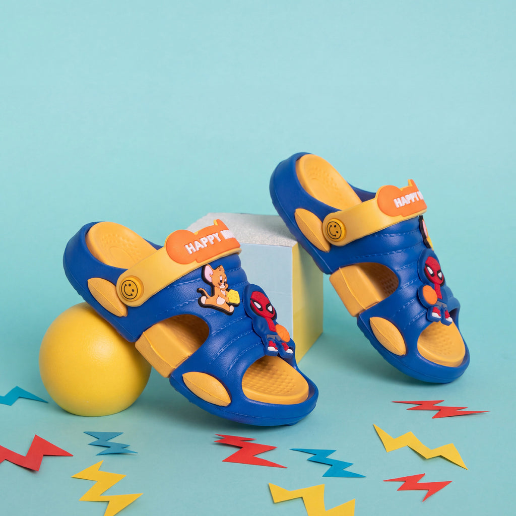 Spider-Man & Jerry Kids' Slide Sandals | Blue & Yellow