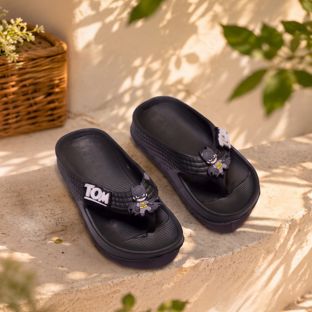 Batman & Tom Kids' Flip-Flop Slippers | Midnight Black