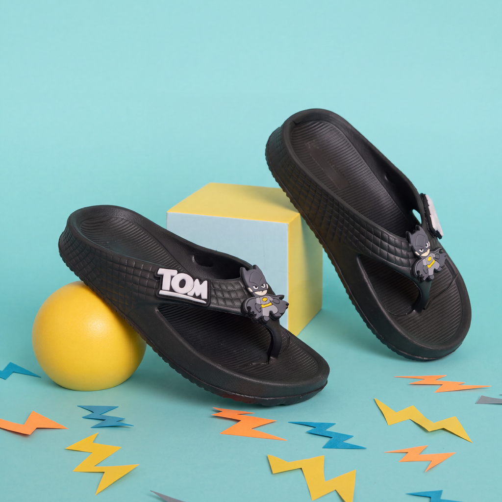 Batman & Tom Kids' Flip-Flop Slippers | Midnight Black