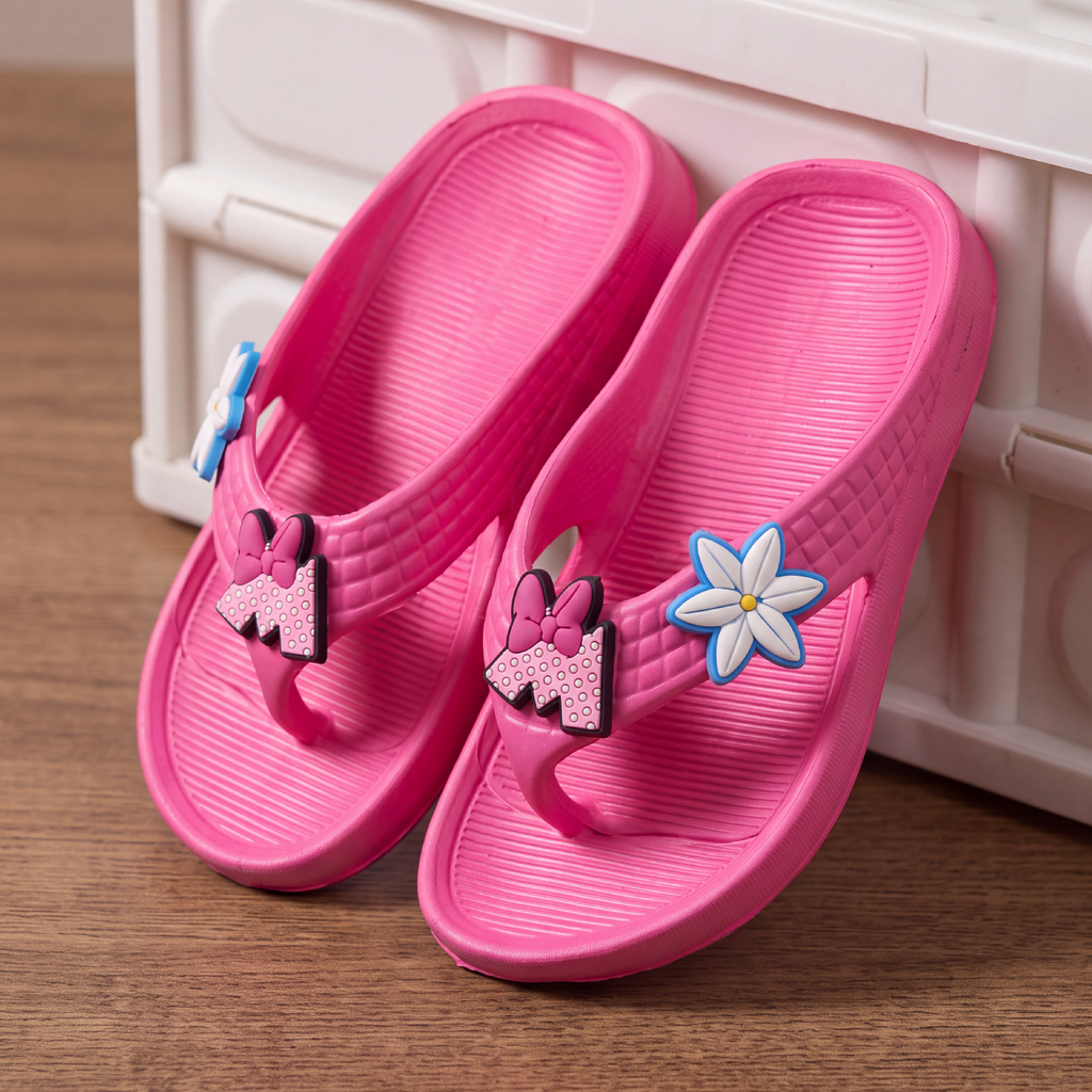 Minnie Bow & Daisy Flower Kids' Flip-Flop Slippers | Bubblegum Pink
