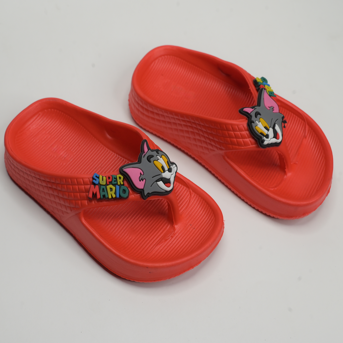 Tom Cat & Super Mario Kids' Flip-Flop Slippers | Fire Red