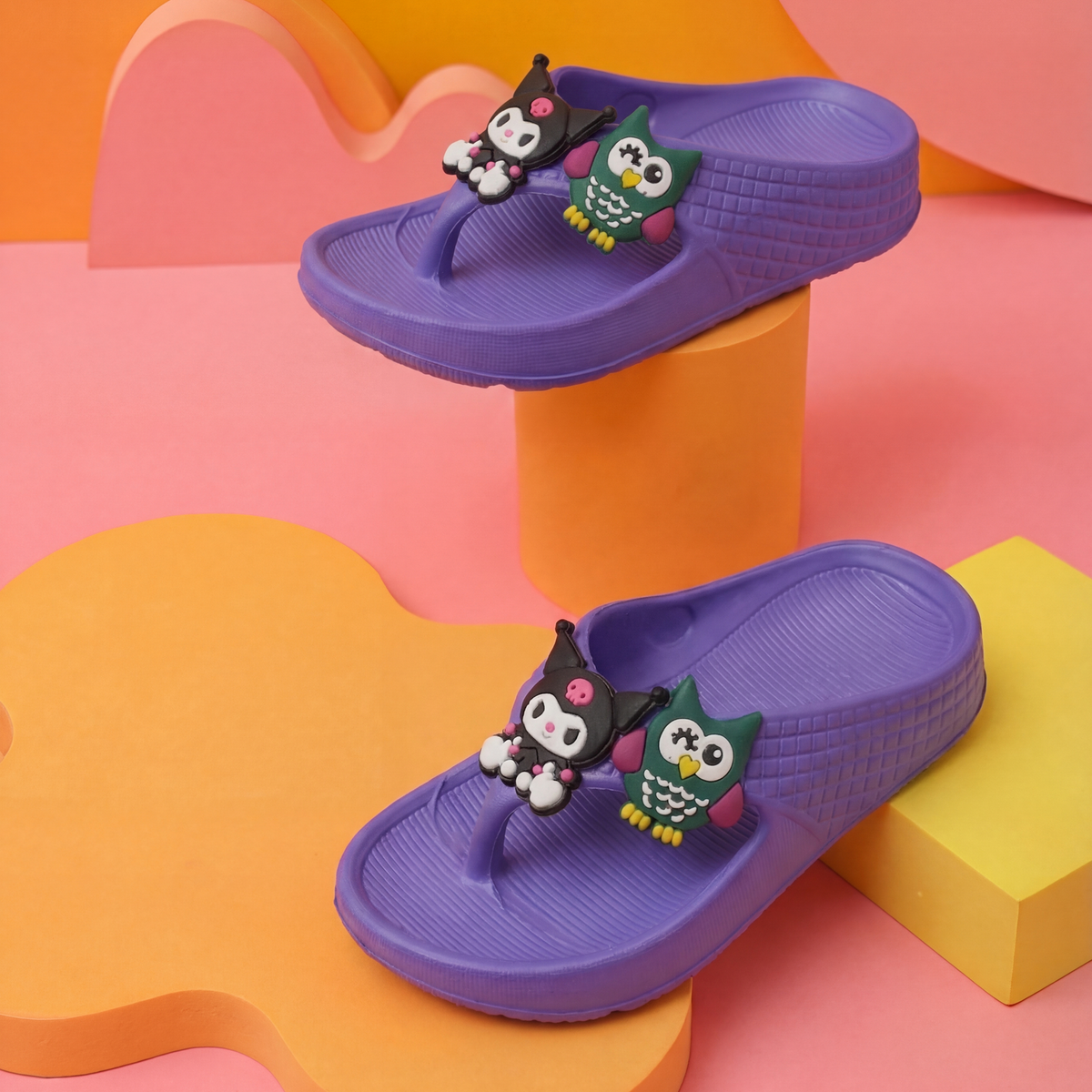 Kuromi & Owl Kids' Flip-Flop Slippers | Light Purple