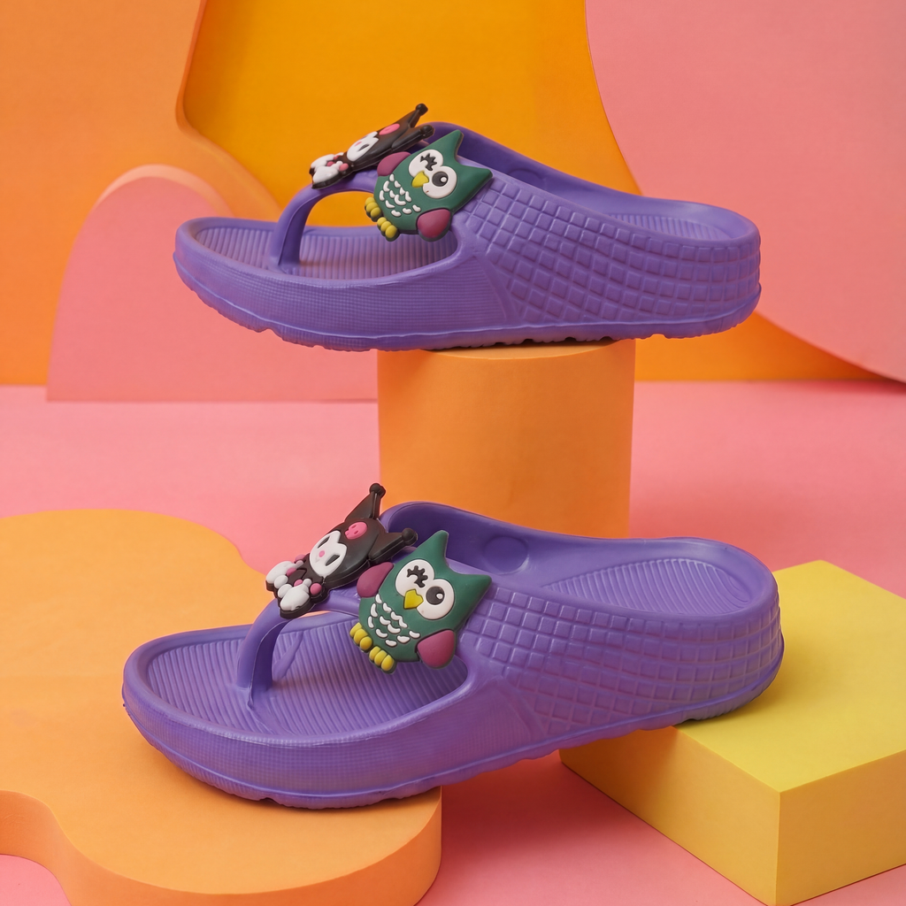 Kuromi & Owl Kids' Flip-Flop Slippers | Light Purple
