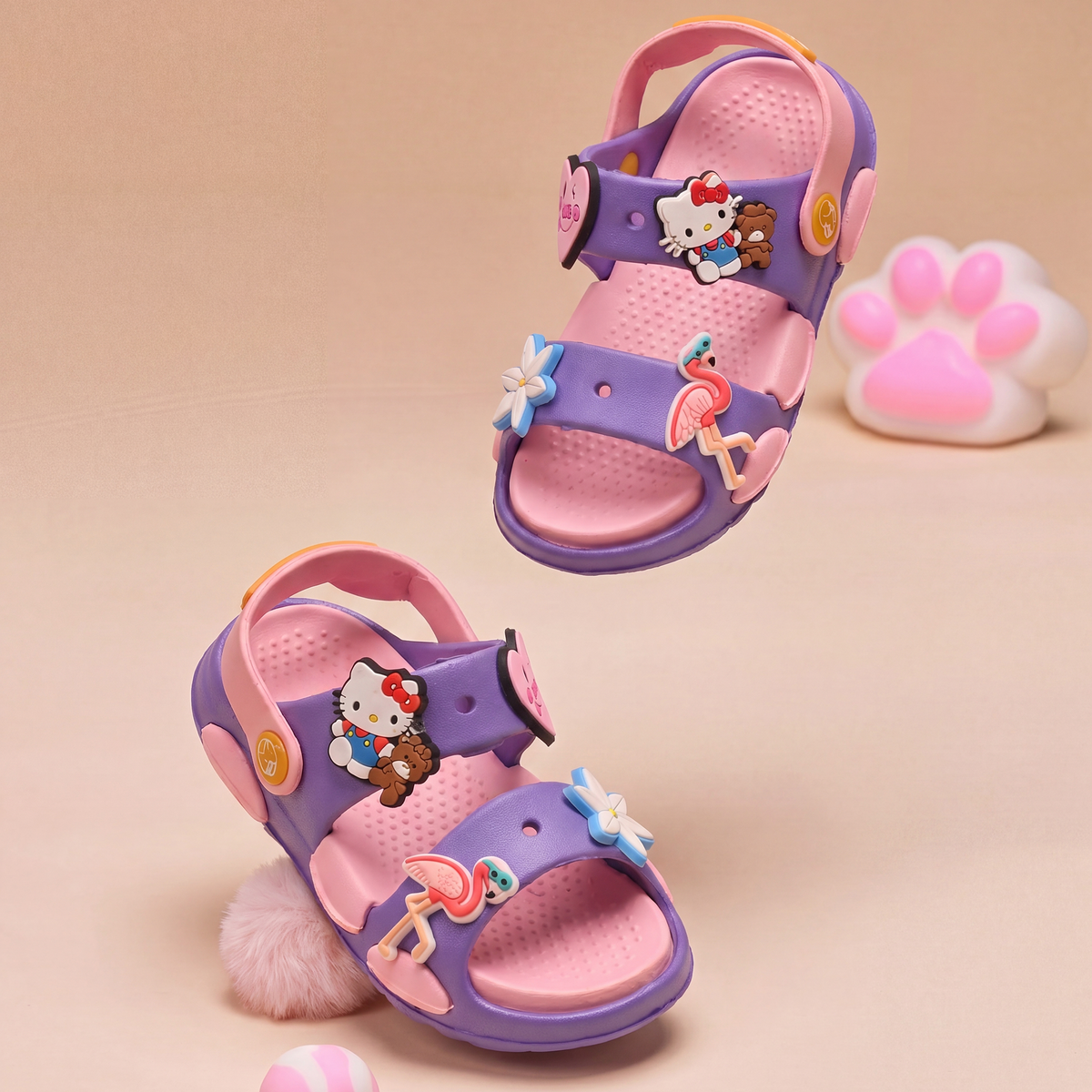 Hello Kitty & Flamingo Kids' Slide Sandals | Purple & Pink