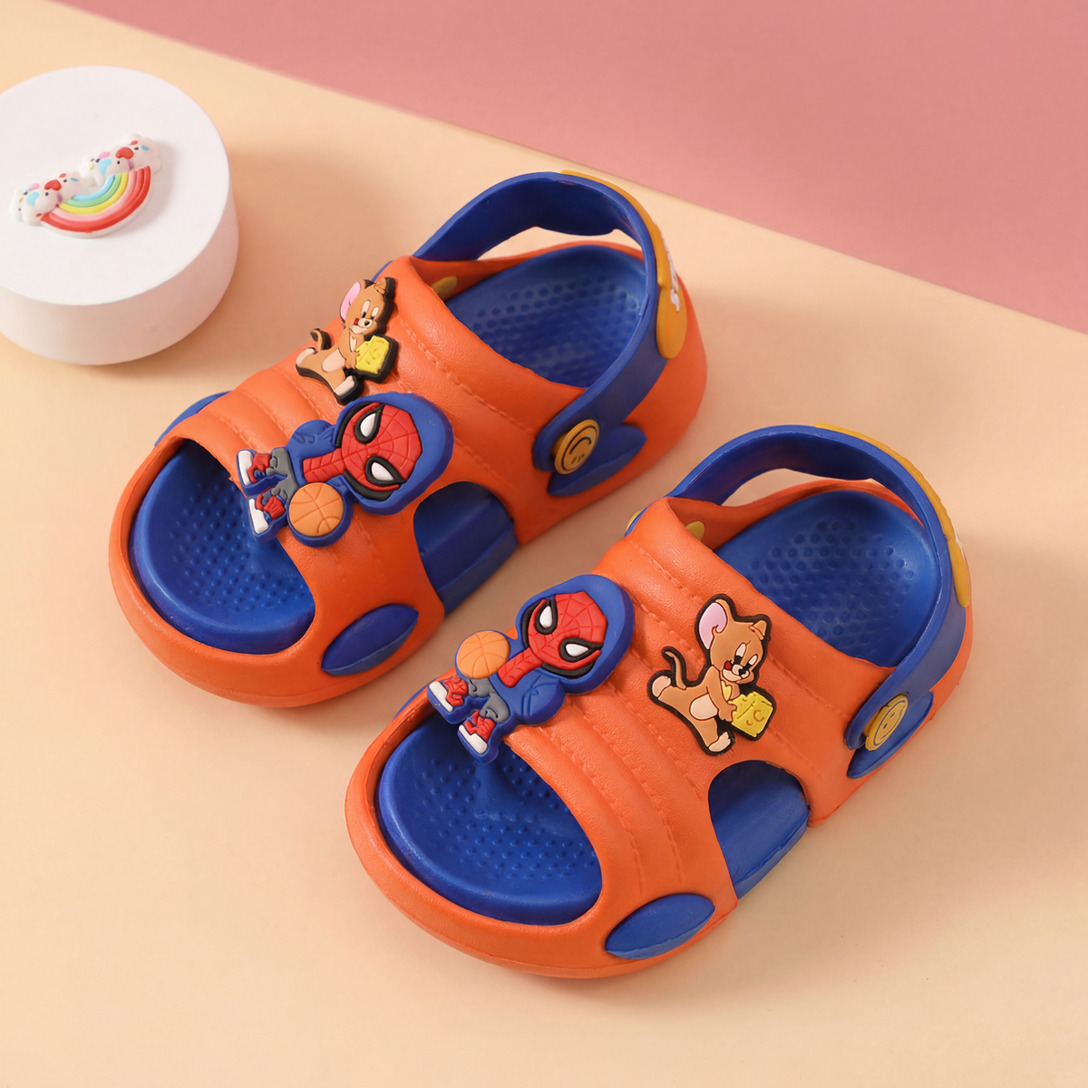 Spider-Man & Jerry Kids' Slide Sandals | Orange & Royal Blue