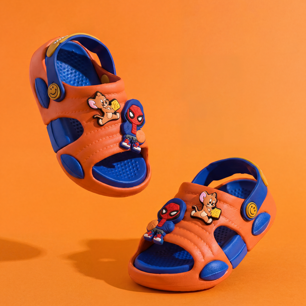 Spider-Man & Jerry Kids' Slide Sandals | Orange & Royal Blue