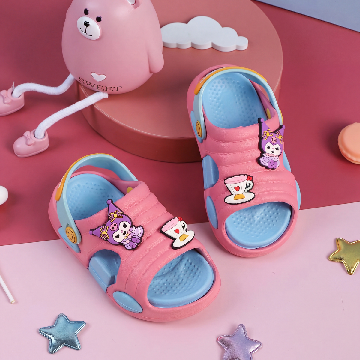 Kuromi Kids' Slide Sandals | Pink & Light Blue
