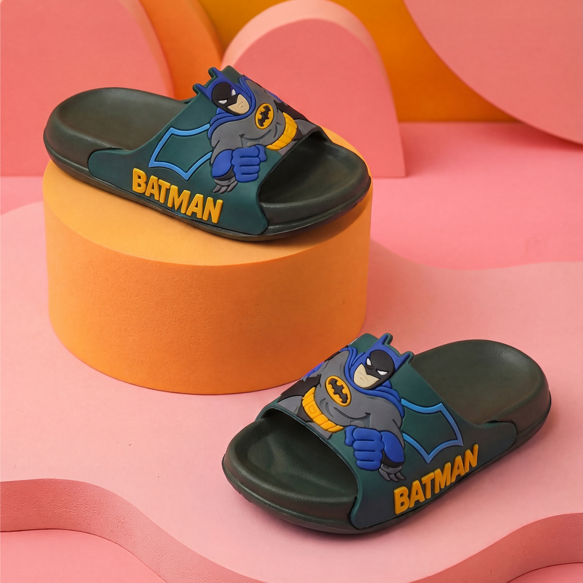 Batman Action Kids' Slide Slippers | Olive Green
