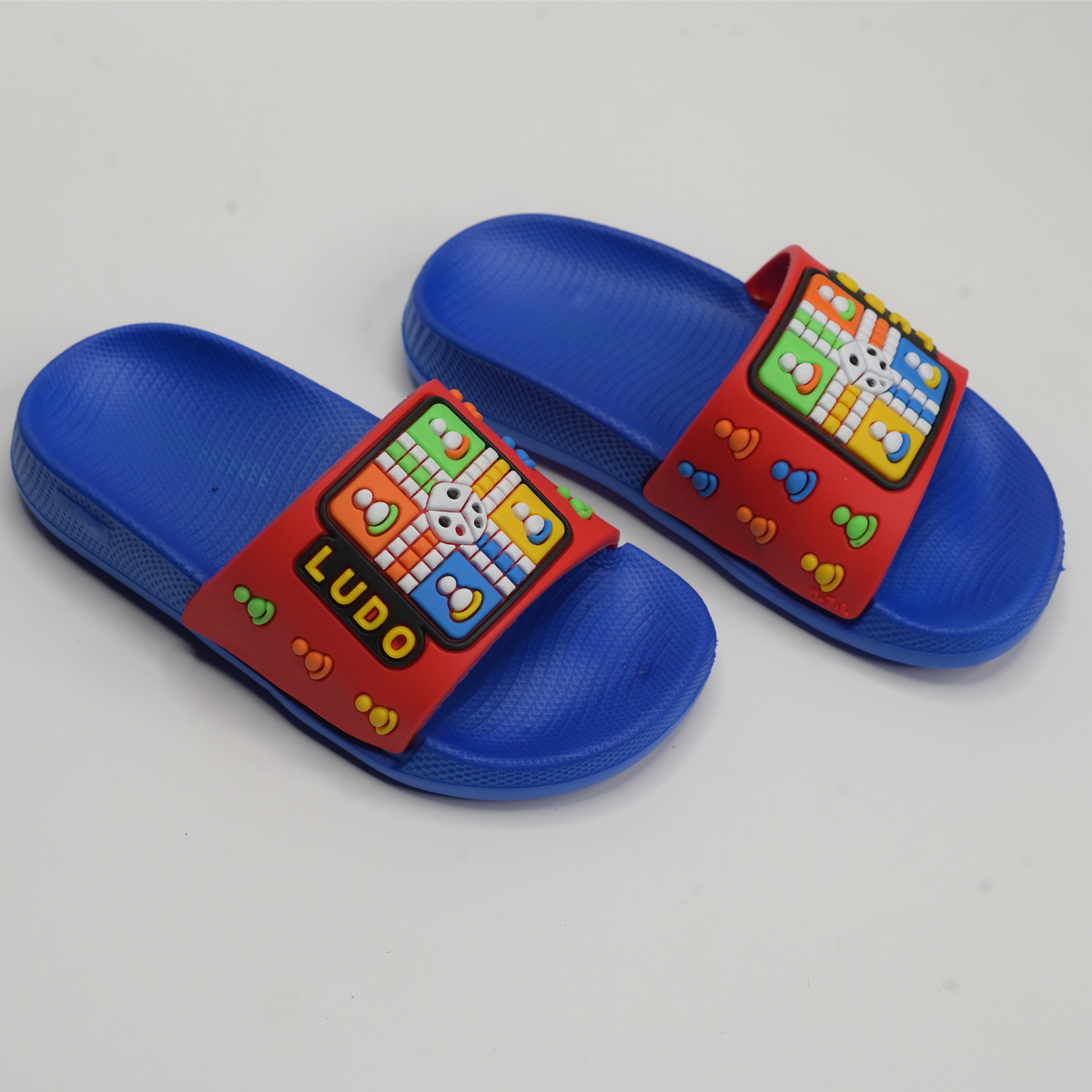Ludo Board Game Kids' Slide Slippers | Red & Blue