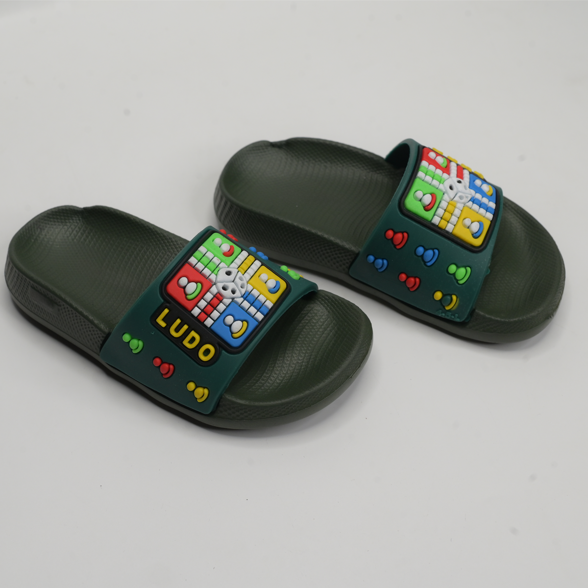 Ludo Board Game Kids' Slide Slippers | Dark Green