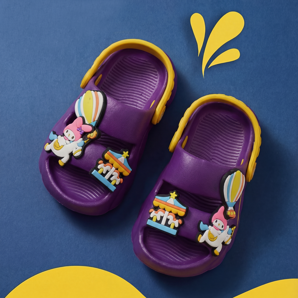 My Melody Carousel Kids' Slide Sandals | Purple & Yellow