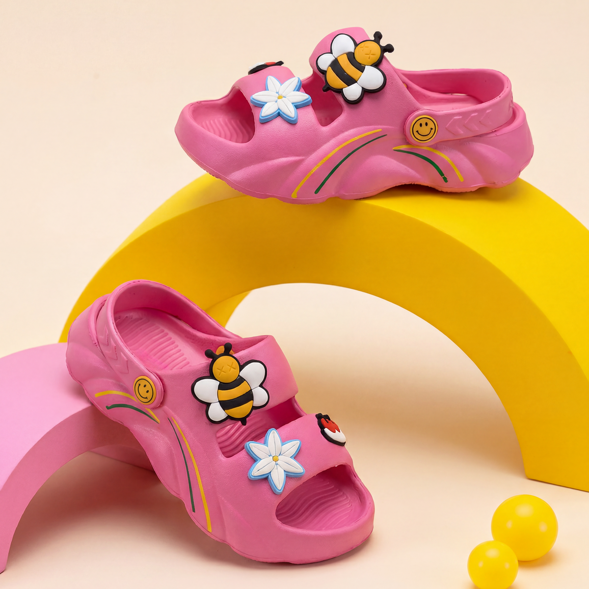 Bumblebee & Flower Kids' Slide Sandals | Candy Pink