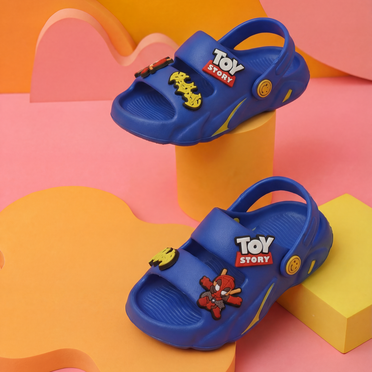 Deadpool & Batman Kids' Slide Sandals | Royal Blue