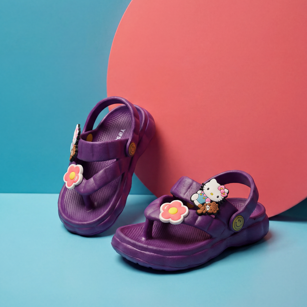 Hello Kitty & Flower Kids' Flip-Flop Sandals | Dark Purple
