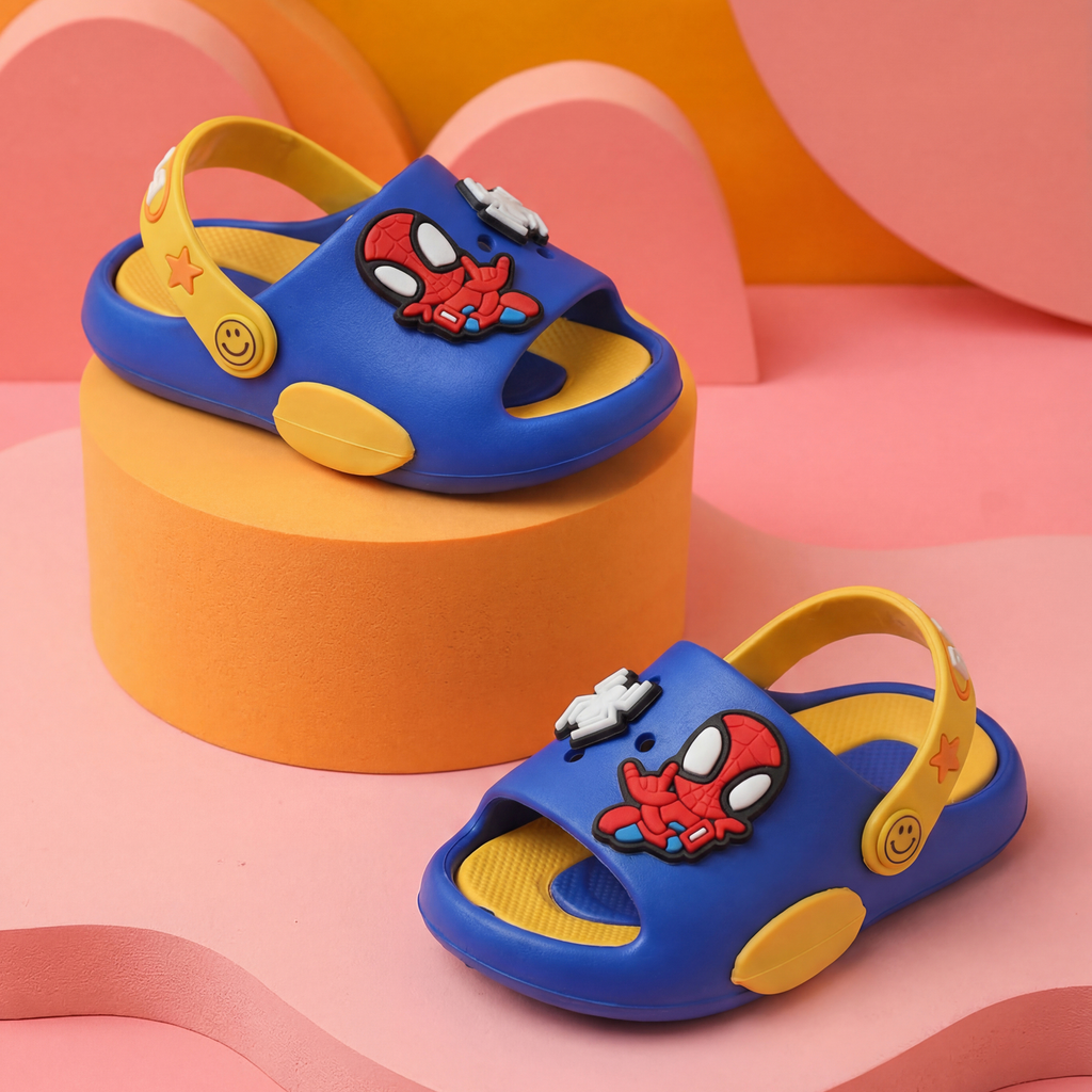 Spider-Man, Tom and Jerry Kids' Slide Sandals | Royal Blue & Yellow