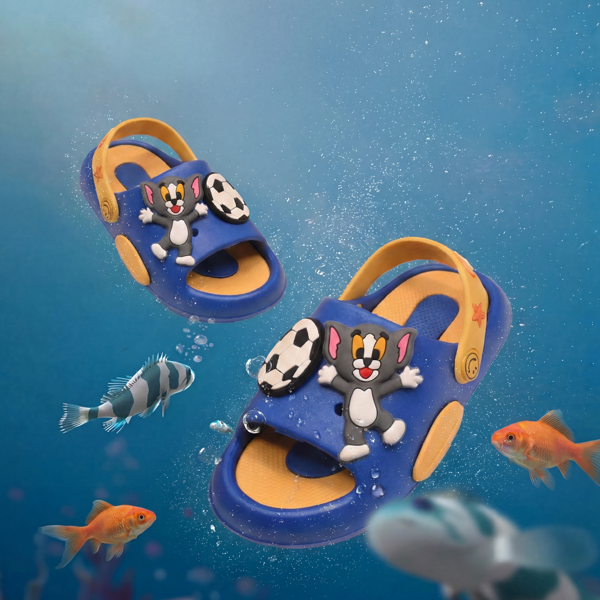 Spider-Man, Tom and Jerry Kids' Slide Sandals | Royal Blue & Yellow
