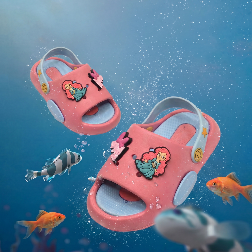 Little Mermaid Kids' Slide Sandals | Pink & Light Blue
