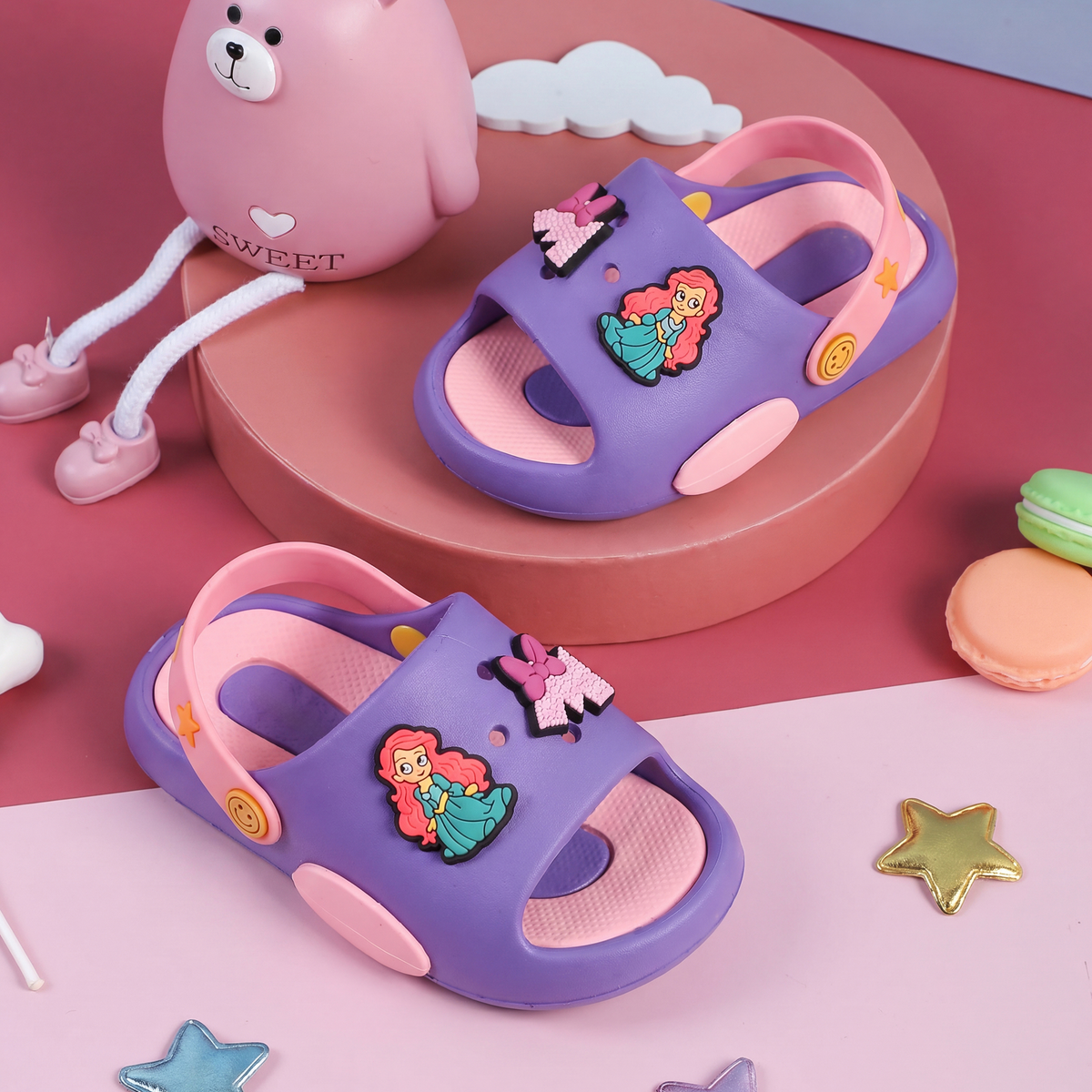Little Mermaid Kids' Slide Sandals | Purple & Pink