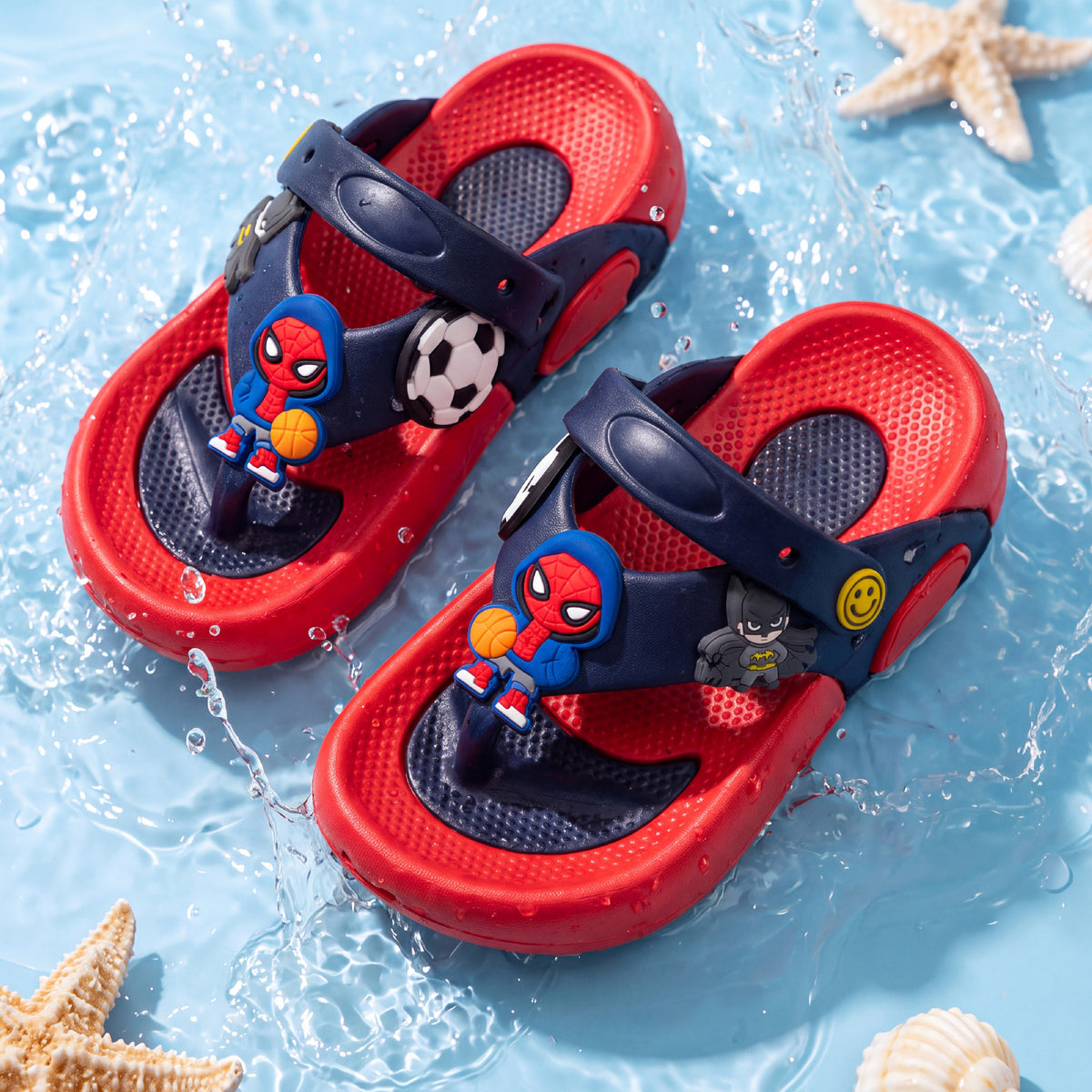 Navy Blue & Red Kids' Backstrap Flip-Flops Sandals