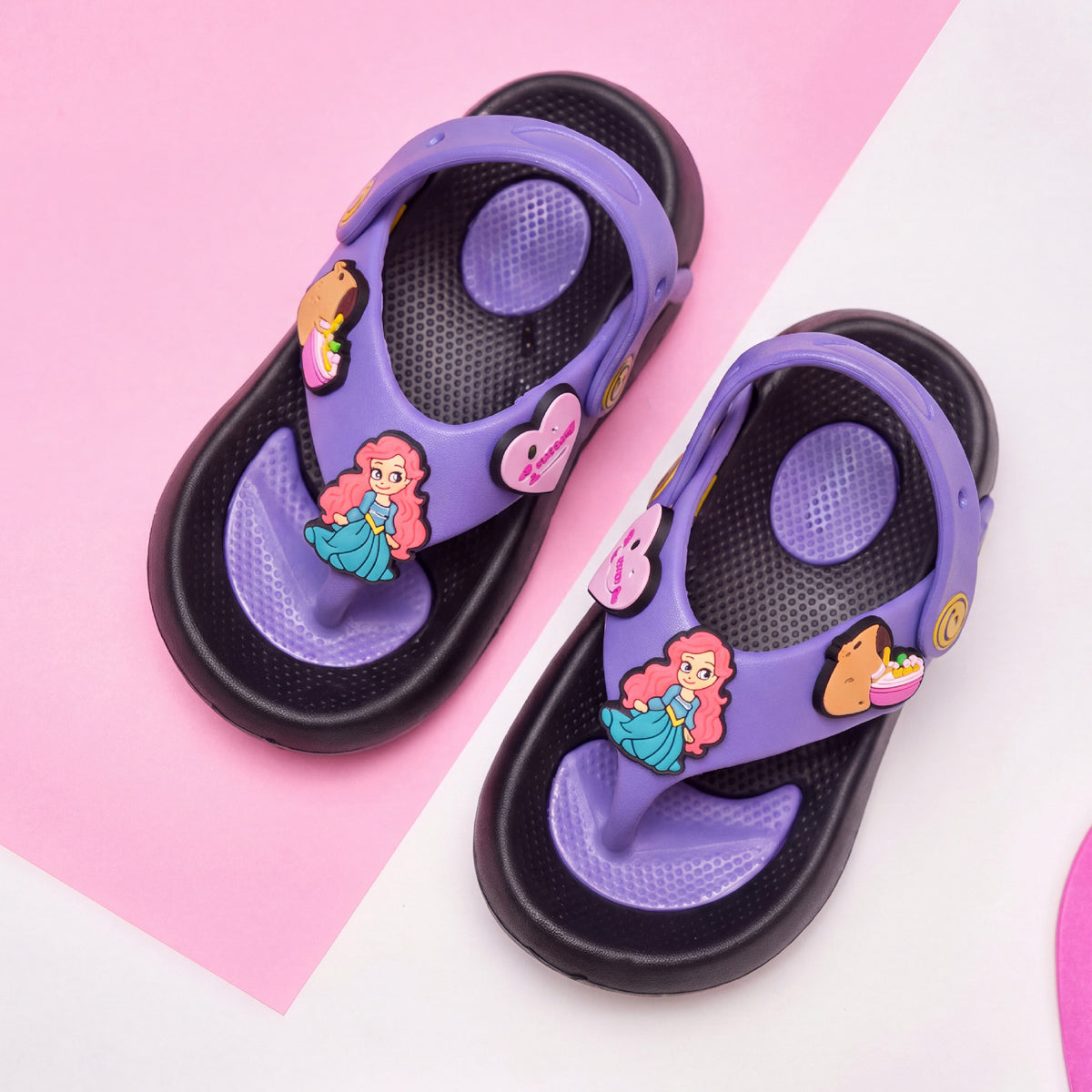 Purple & Black Kids' Backstrap Flip-Flops Sandals