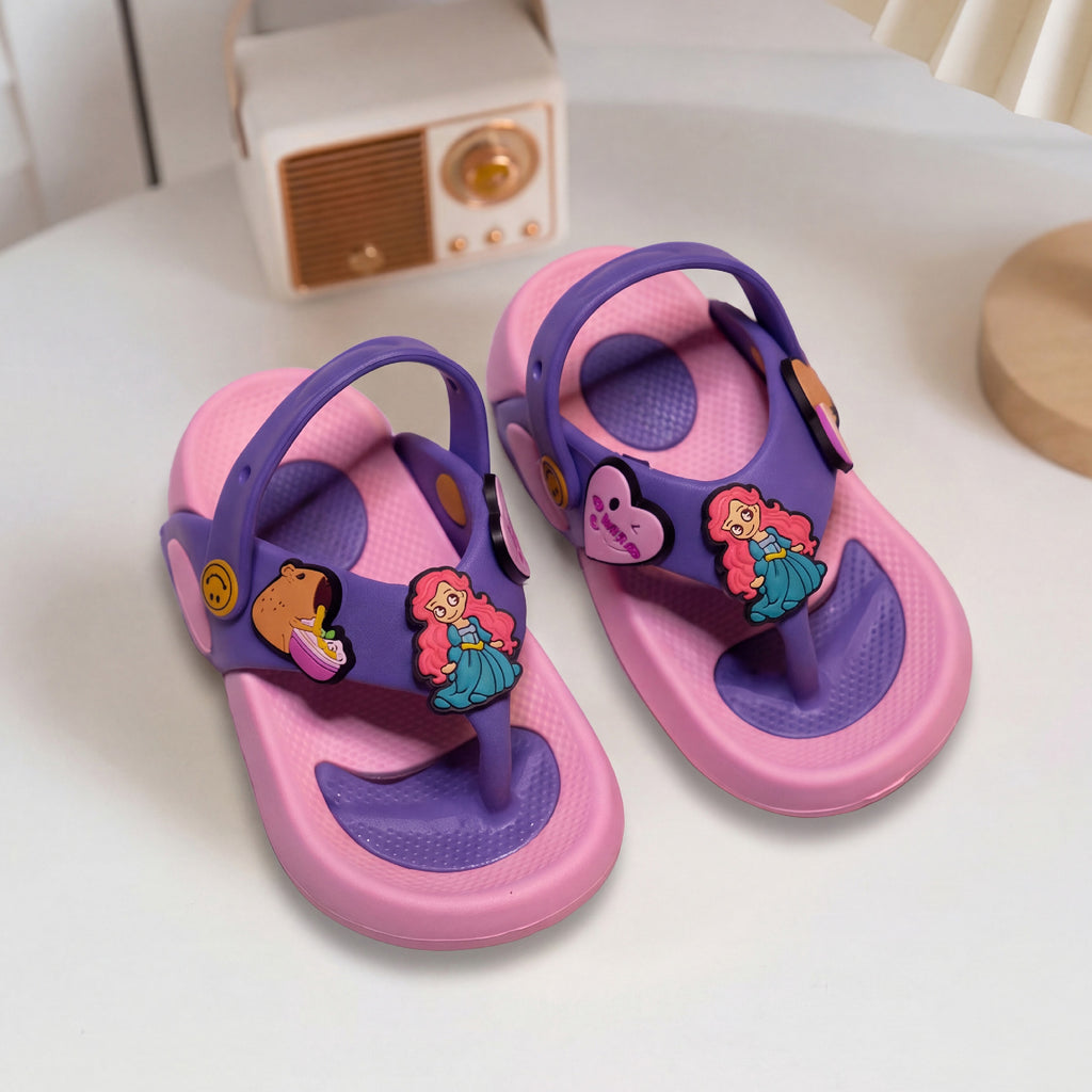 Purple & Pink Kids' Backstrap Flip-Flops Sandals